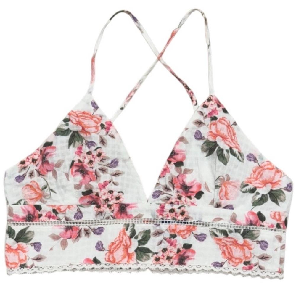 ZARA Floral Boho Cotton Crop Top NWT Large